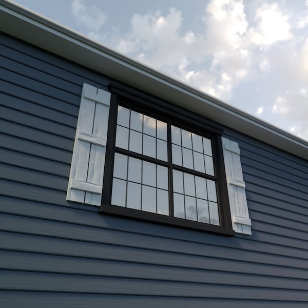 Ekena Millwork Rustic Two Board Spaced Board-n-Batten Riverwood Faux Wood Shutters, 11 1/2W x 58H, PR - SHUBSS11X58RWPR