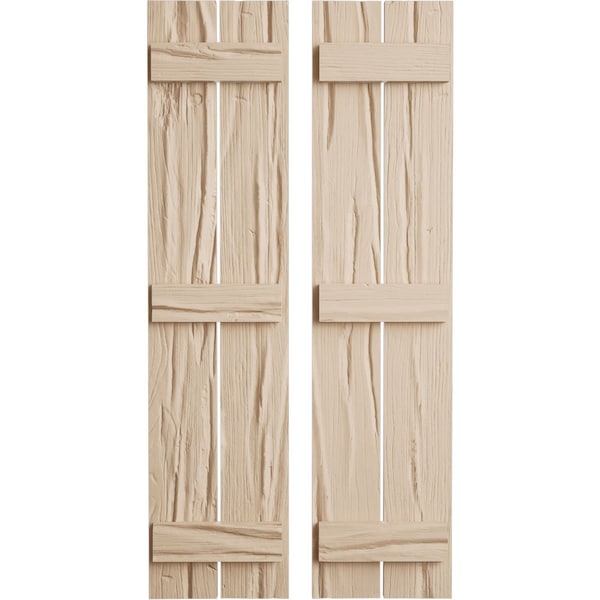 Ekena Millwork Rustic Two Board Spaced Board-n-Batten Riverwood Faux Wood Shutters, 11 1/2W x 58H, PR - SHUBSS11X58RWPR