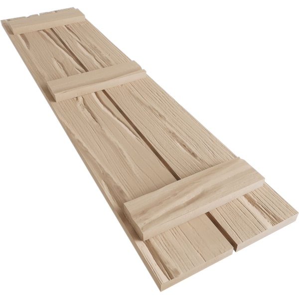 Ekena Millwork Rustic Two Board Spaced Board-n-Batten Riverwood Faux Wood Shutters, 11 1/2W x 58H, PR - SHUBSS11X58RWPR
