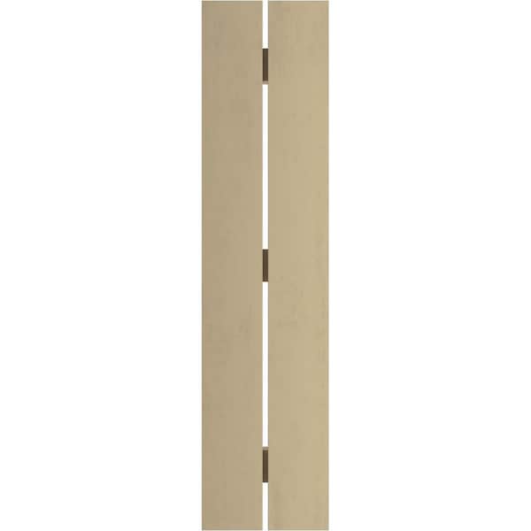 Ekena Millwork Rustic Two Board Spaced Board-n-Batten Riverwood Faux Wood Shutters, 11 1/2W x 58H, PR - SHUBSS11X58RWPR