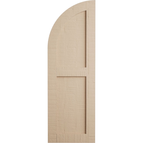 Ekena Millwork Rough Cedar 2 Equal Flat Panel w/Quarter Round Arch Top Faux Wood Shutters, 12W x 52H, PR - SHUFPQ12X52RCPR