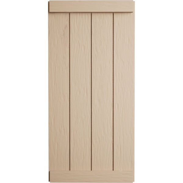 Ekena Millwork Rustic Four Board Joined Board-n-Batten Rough Sawn Faux Wood Shutters w/End Batten, 22W x 56H, PR - SHUBJE22X56RSPR