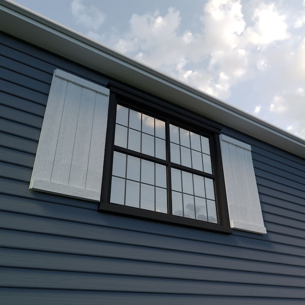 Ekena Millwork Rustic Four Board Joined Board-n-Batten Rough Sawn Faux Wood Shutters w/End Batten, 22W x 56H, PR - SHUBJE22X56RSPR