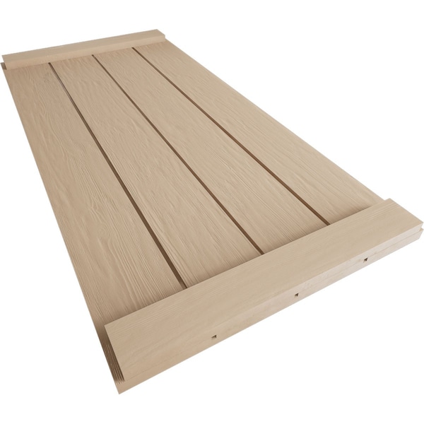 Ekena Millwork Rustic Four Board Joined Board-n-Batten Rough Sawn Faux Wood Shutters w/End Batten, 22W x 56H, PR - SHUBJE22X56RSPR