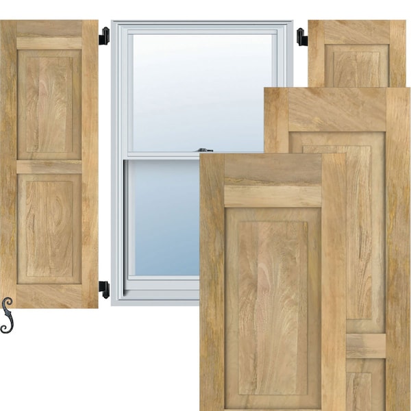 Ekena Millwork Americraft 2 Equal Raised Panel Exterior Real Wood Shutters, RW101RP12X54UNH, PR - RW101RP12X54UNH
