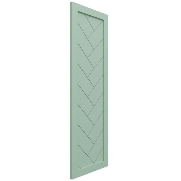 Ekena Millwork True Fit PVC Single Panel Herringbone Modern Style Fixed Mount Shutters, Seaglass, 15W x 33H, PR - TFP001HB15X033SG
