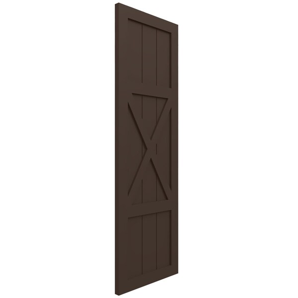 Ekena Millwork True Fit PVC Center X-Board Farmhouse Fixed Mount Shutters, Raisin Brown , 18W x 38H, PR - TFP107FH18X038TB
