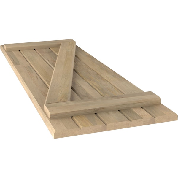 Ekena Millwork Americraft 5-Board (2 Batten) Wood Joined Board-n-Batten Shutters w/ Z-Bar, ARW102BB518X45UNH, PR - ARW102BB518X45UNH