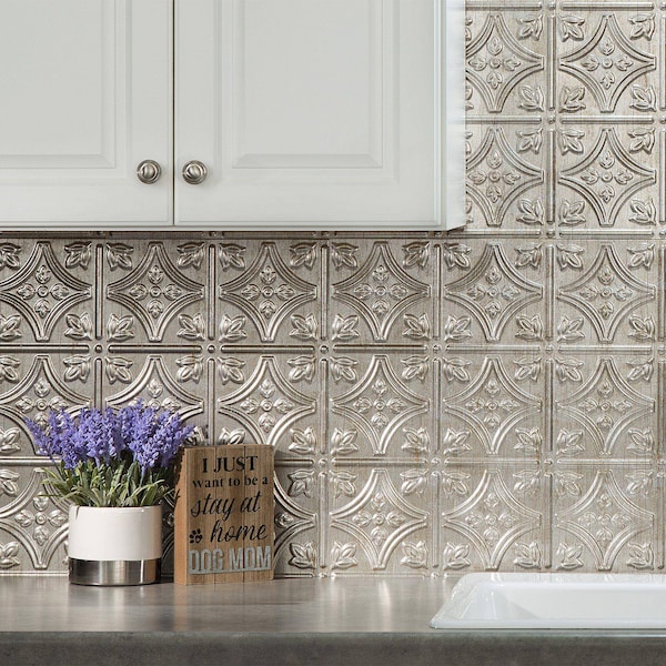 Fasade Fasade 18in x 24in Traditional 1 Vintage Metal Backsplash Panel 5pk - PB5034