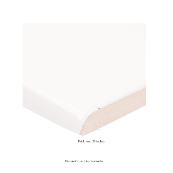 Msi Metro White Bullnose 4'' X 12'' Glossy Ceramic Wall Tile, 40PK - ZOR-PT-TR-0255
