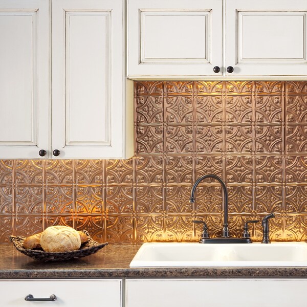 Fasade Fasade 18in x 24in Traditional 1 Polished Copper Backsplash Panel 5pk - PB5025