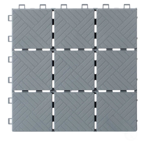 Gardenised Gray Interlocking Garden Path Tiles Outdoor Flooring Decorative Floor Grass Paver, PK 5 - QI004107.5