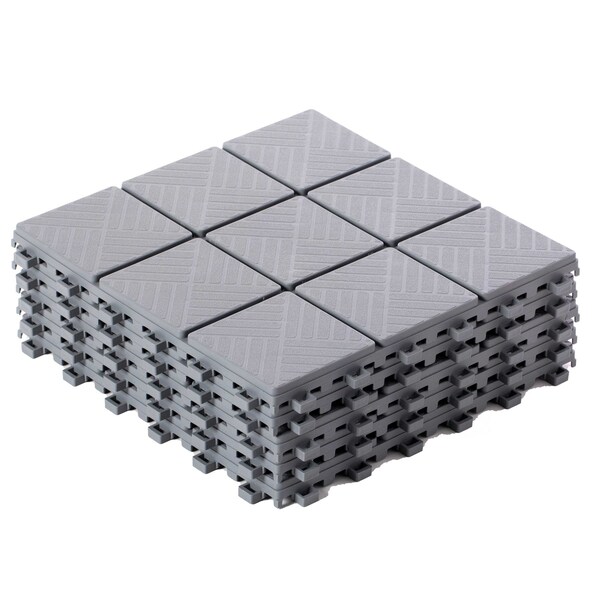 Gardenised Gray Interlocking Garden Path Tiles Outdoor Flooring Decorative Floor Grass Paver, PK 5 - QI004107.5