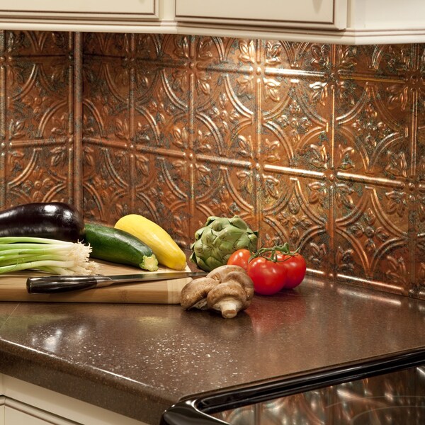 Fasade Fasade 18in x 24in Traditional 1 Copper Fantasy Backsplash Panel 5pk - PB5011