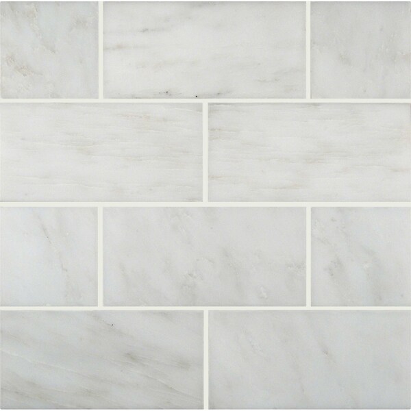 Msi Arabescato Carrara 3"X 6"Honed And Beveled Marble Subway Tile, 40PK - ZOR-NS-0035
