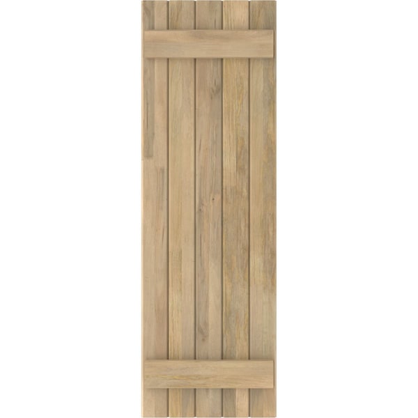Ekena Millwork Americraft 5-Board (2 Batten) Exterior Real Wood Joined Board-n-Batten Shutters, ARW101BB518X47UNH, PR - ARW101BB518X47UNH