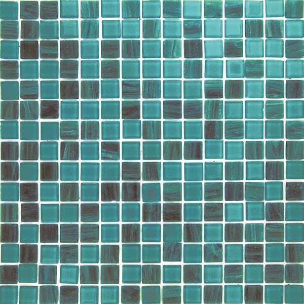 Apollo Tile Mingles 12 in. x 12 in. Glossy Teal Green Glass Mosaic Wall and Floor Tile 20 sq. ft./case, 20PK - MIX2088GN453A