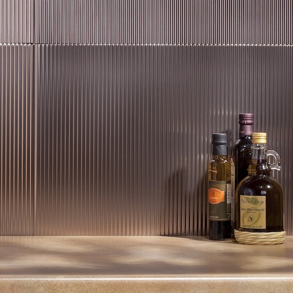 Fasade Fasade 18in x 24in Rib Brushed Nickel Backsplash Panel 5pk - PB5229