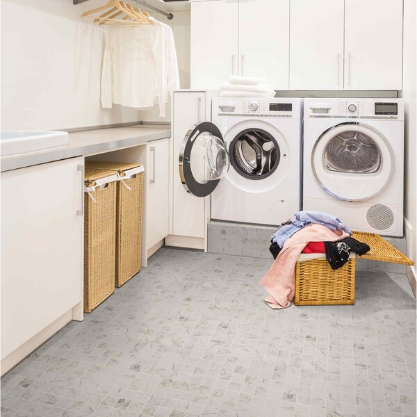 Msi Pietra Carrara 12 In. X 12 In. X 10 Mm Matte Porcelain Mesh-Mounted Mosaic Floor And Wall Tile, 8PK - ZOR-PT-0144