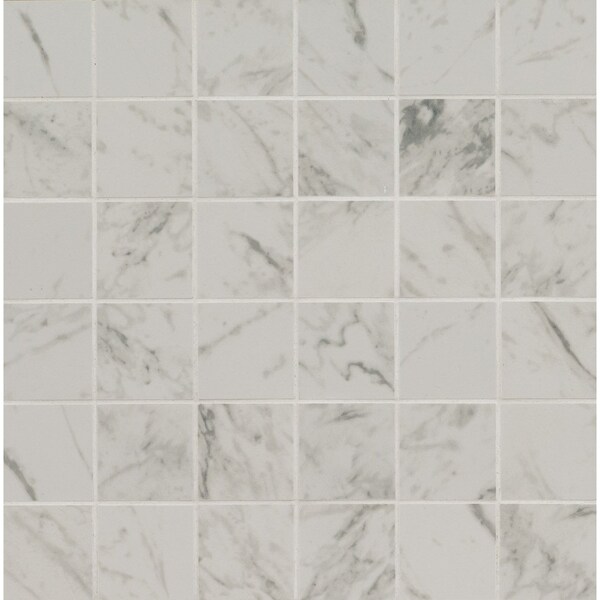 Msi Pietra Carrara 12 In. X 12 In. X 10 Mm Matte Porcelain Mesh-Mounted Mosaic Floor And Wall Tile, 8PK - ZOR-PT-0144