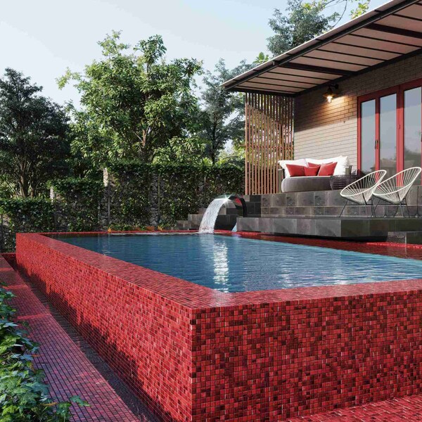 Apollo Tile Skosh 11.6 in. x 11.6 in. Glossy Rose Red Glass Mosaic Wall and Floor Tile 18.69 sqft/case, 20PK - APLNB88RD230A