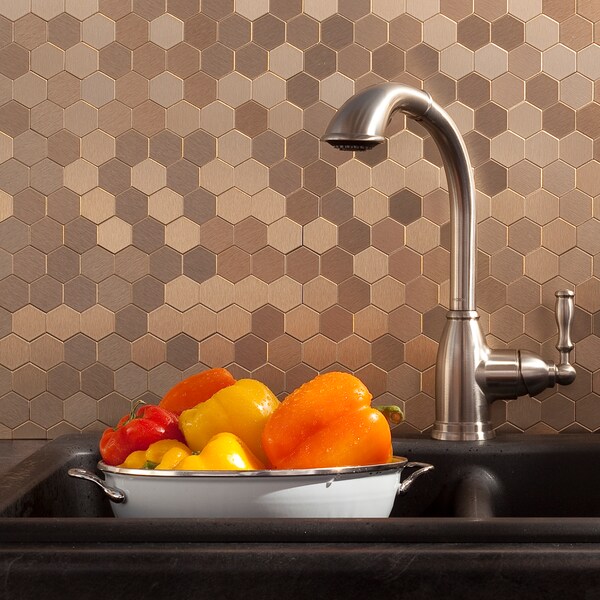 Aspect Metal Backsplash 11X4 Honeycomb Bru, PK 3 - A9851