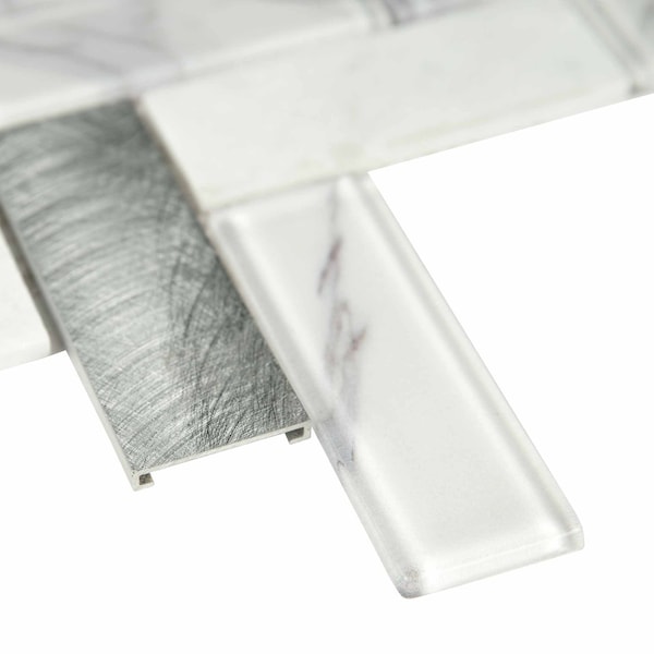 Msi Bytle Bianco Herringbone 12 In. X 12 In. X 6 Mm Textured Multi-Surface Mesh-Mounted Mosaic Tile, 15PK - ZOR-MD-0304