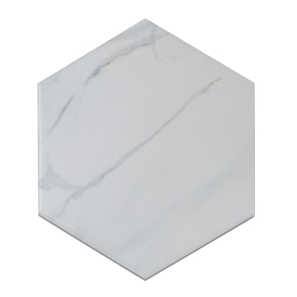 Apollo Tile Splendor 7.8 in. x 9 in. Matte White Porcelain Hexagon Wall and Floor Tile 9.04 sq. ft./case, 24PK - IMP88CALHEXA