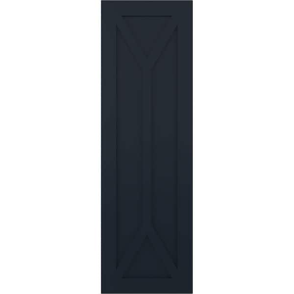 Ekena Millwork True Fit PVC San Carlos Mission Style Fixed Mount Shutters, Starless Night Blue, 15W x 28H, PR - TFP001SC15X028OB