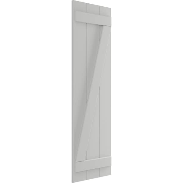 Ekena Millwork True Fit PVC Three Board Joined Board-n-Batten Shutters w/Z-Bar, Hailstorm Gray , 16 1/8W x 80H, PR - TFP102BBF16X080ST