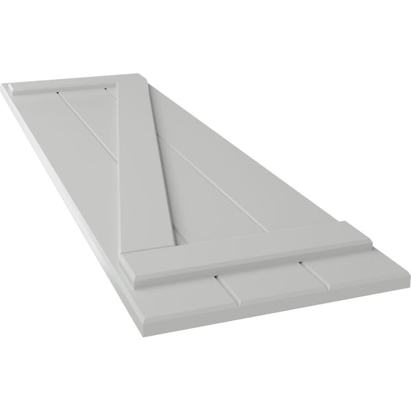Ekena Millwork True Fit PVC Three Board Joined Board-n-Batten Shutters w/Z-Bar, Hailstorm Gray , 16 1/8W x 80H, PR - TFP102BBF16X080ST