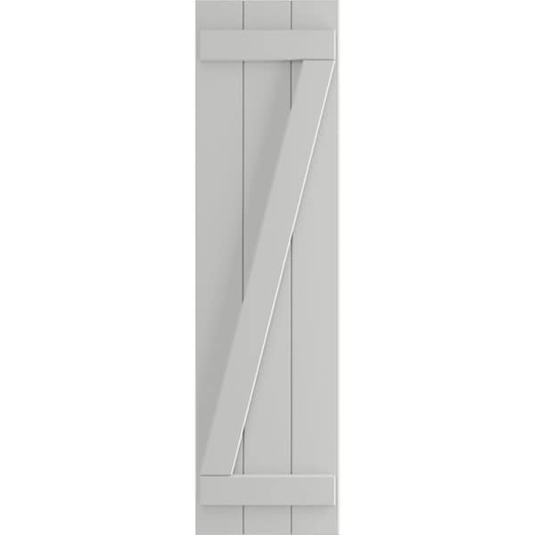 Ekena Millwork True Fit PVC Three Board Joined Board-n-Batten Shutters w/Z-Bar, Hailstorm Gray , 16 1/8W x 80H, PR - TFP102BBF16X080ST
