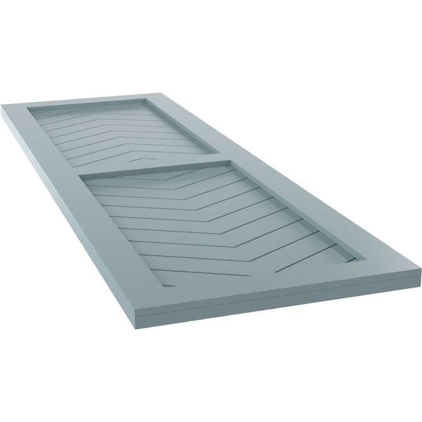 Ekena Millwork True Fit PVC Two Panel Chevron Modern Style Fixed Mount Shutters, Peaceful Blue, 18W x 42H, PR - TFP101CV18X042SB