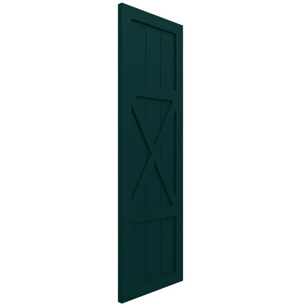 Ekena Millwork True Fit PVC Center X-Board Farmhouse Fixed Mount Shutters, Thermal Green , 18W x 25H, PR - TFP107FH18X025FG
