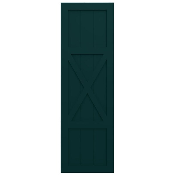 Ekena Millwork True Fit PVC Center X-Board Farmhouse Fixed Mount Shutters, Thermal Green , 18W x 25H, PR - TFP107FH18X025FG