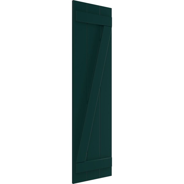 Ekena Millwork True Fit PVC Three Board Joined Board-n-Batten Shutters w/Z-Bar, Thermal Green , 16 1/8W x 43H, PR - TFP102BBF16X043FG