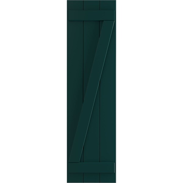 Ekena Millwork True Fit PVC Three Board Joined Board-n-Batten Shutters w/Z-Bar, Thermal Green , 16 1/8W x 43H, PR - TFP102BBF16X043FG