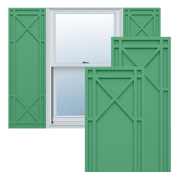Ekena Millwork True Fit PVC Bungalow Fixed Mount Shutters, Lilly Pads, 12W x 57H, PR - TFP001BG12X057LP