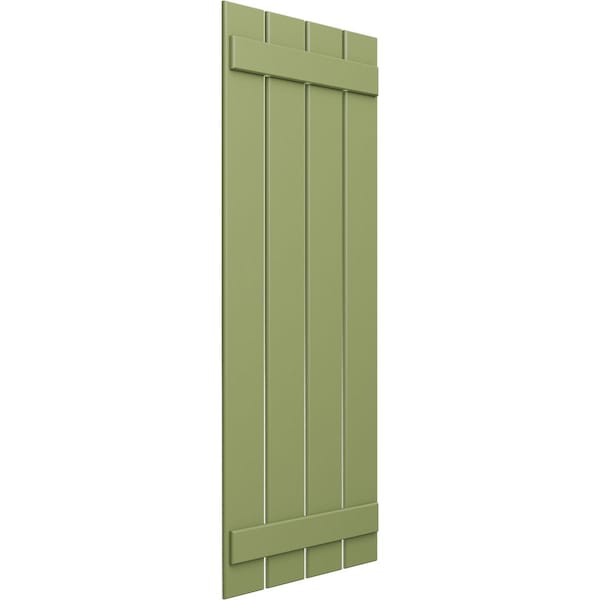 Ekena Millwork True Fit PVC Four Board Spaced Board-n-Batten Shutters, Moss Green , 23W x 64H, PR - TFP101SBF23X064MG