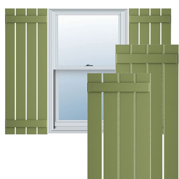 Ekena Millwork True Fit PVC Four Board Spaced Board-n-Batten Shutters, Moss Green , 23W x 64H, PR - TFP101SBF23X064MG