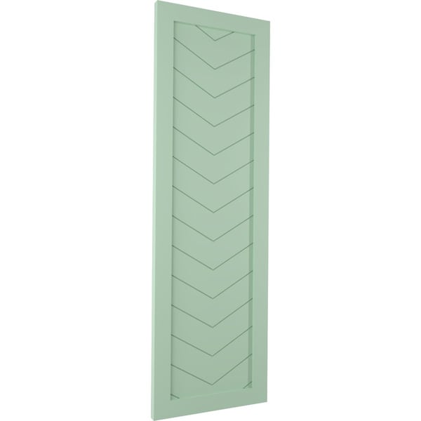 Ekena Millwork True Fit PVC Single Panel Chevron Modern Style Fixed Mount Shutters, Seaglass, 15W x 42H, PR - TFP001CV15X042SG