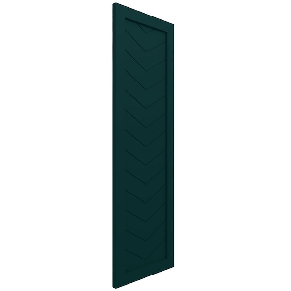 Ekena Millwork True Fit PVC Single Panel Chevron Modern Style Fixed Mount Shutters, Thermal Green, 18W x 29H, PR - TFP001CV18X029FG