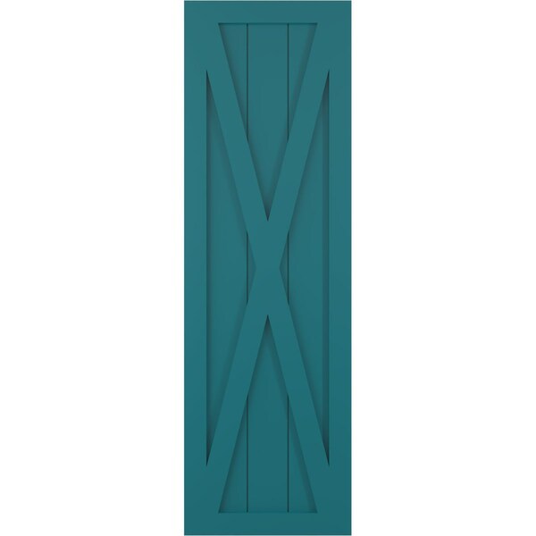 Ekena Millwork True Fit PVC Single X-Board Farmhouse Fixed Mount Shutters, Antigua, 18W x 29H, PR - TFP001FH18X029AN