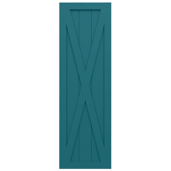 Ekena Millwork True Fit PVC Single X-Board Farmhouse Fixed Mount Shutters, Antigua, 18W x 29H, PR - TFP001FH18X029AN