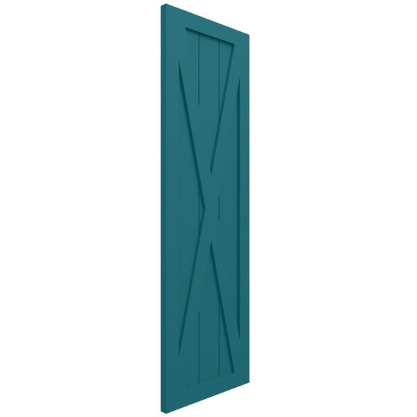 Ekena Millwork True Fit PVC Single X-Board Farmhouse Fixed Mount Shutters, Antigua, 18W x 29H, PR - TFP001FH18X029AN