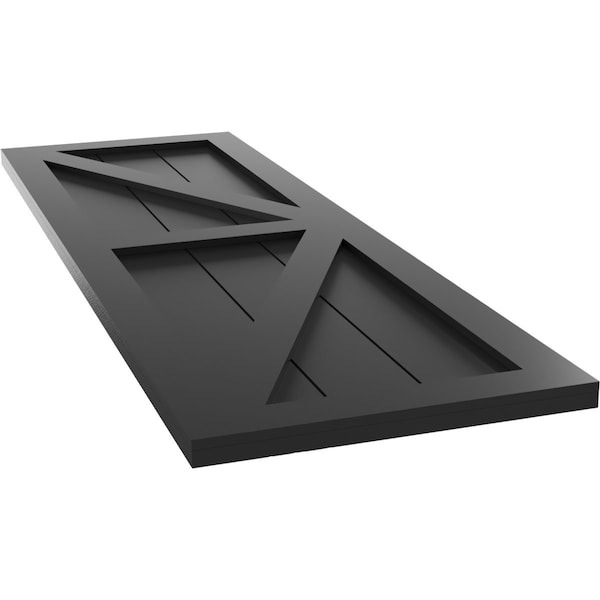 Ekena Millwork True Fit PVC Two Equal Panel Farmhouse Fixed Mount Shutters w/ Z-Bar, Black , 12W x 28H, PR - TFP102FH12X028BL