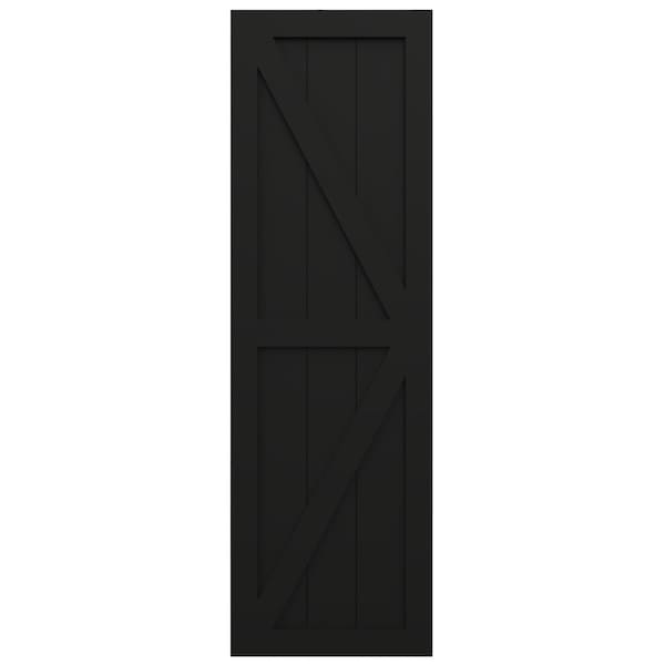 Ekena Millwork True Fit PVC Two Equal Panel Farmhouse Fixed Mount Shutters w/ Z-Bar, Black , 12W x 28H, PR - TFP102FH12X028BL