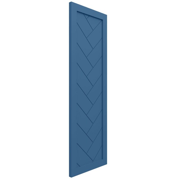 Ekena Millwork True Fit PVC Single Panel Herringbone Modern Style Fixed Mount Shutters, Sojourn Blue, 18W x 79H, PR - TFP001HB18X079HB