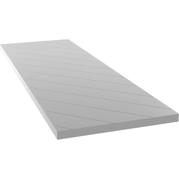 Ekena Millwork 18"W x 44"H True Fit PVC Diagonal Slat Modern Style Fixed Mount Shutters, Primed - TFP001DG18X044PR