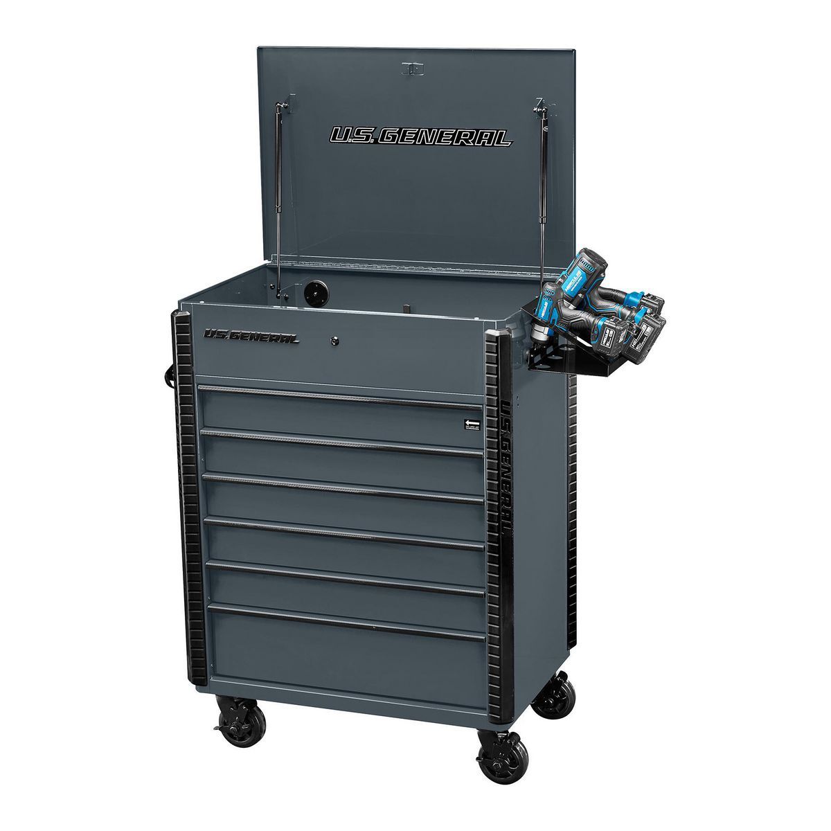Carro de servicio de servicio completo con 6 cajones de 34 pulgadas x 23 pulgadas, gris pizarra - 59854